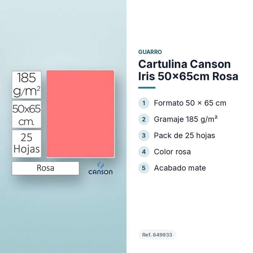 CARTULINA CANSON IRIS 50×65CM ROSA - características principales
