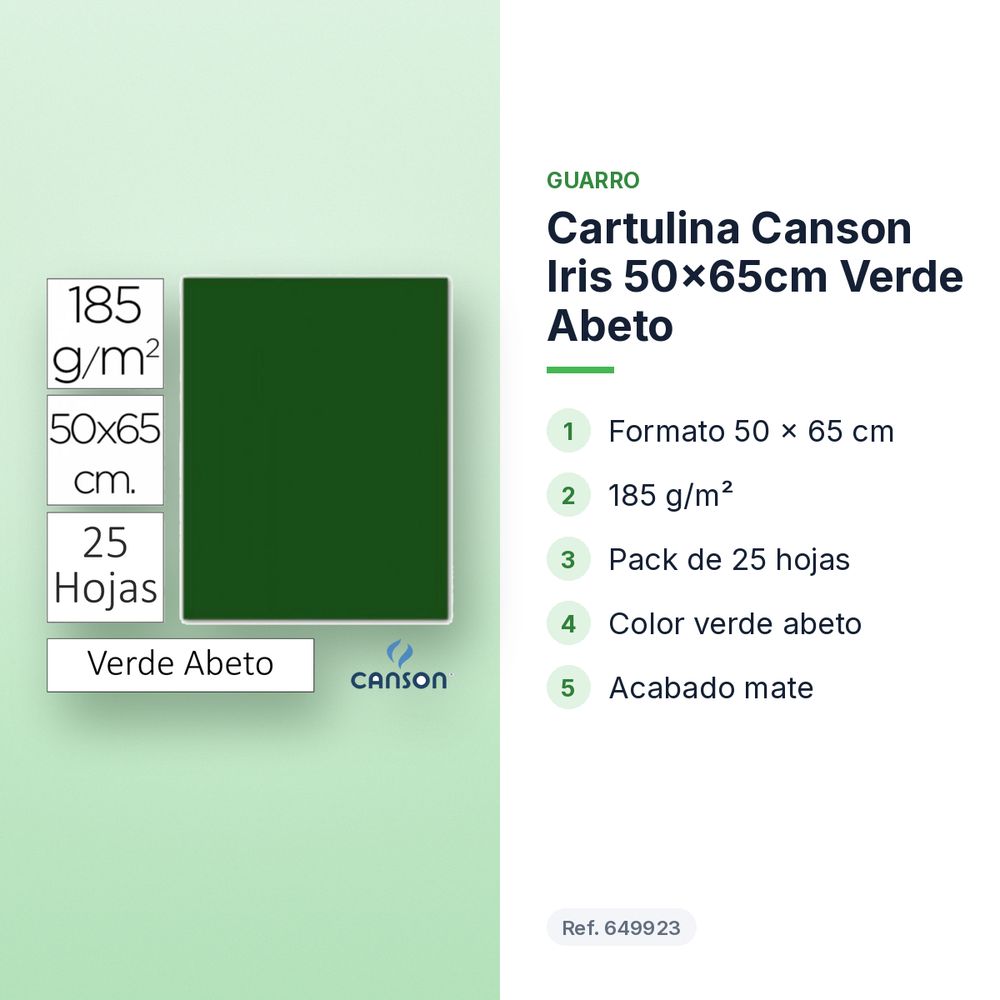 CARTULINA CANSON IRIS 50×65CM VERDE ABETO - características principales