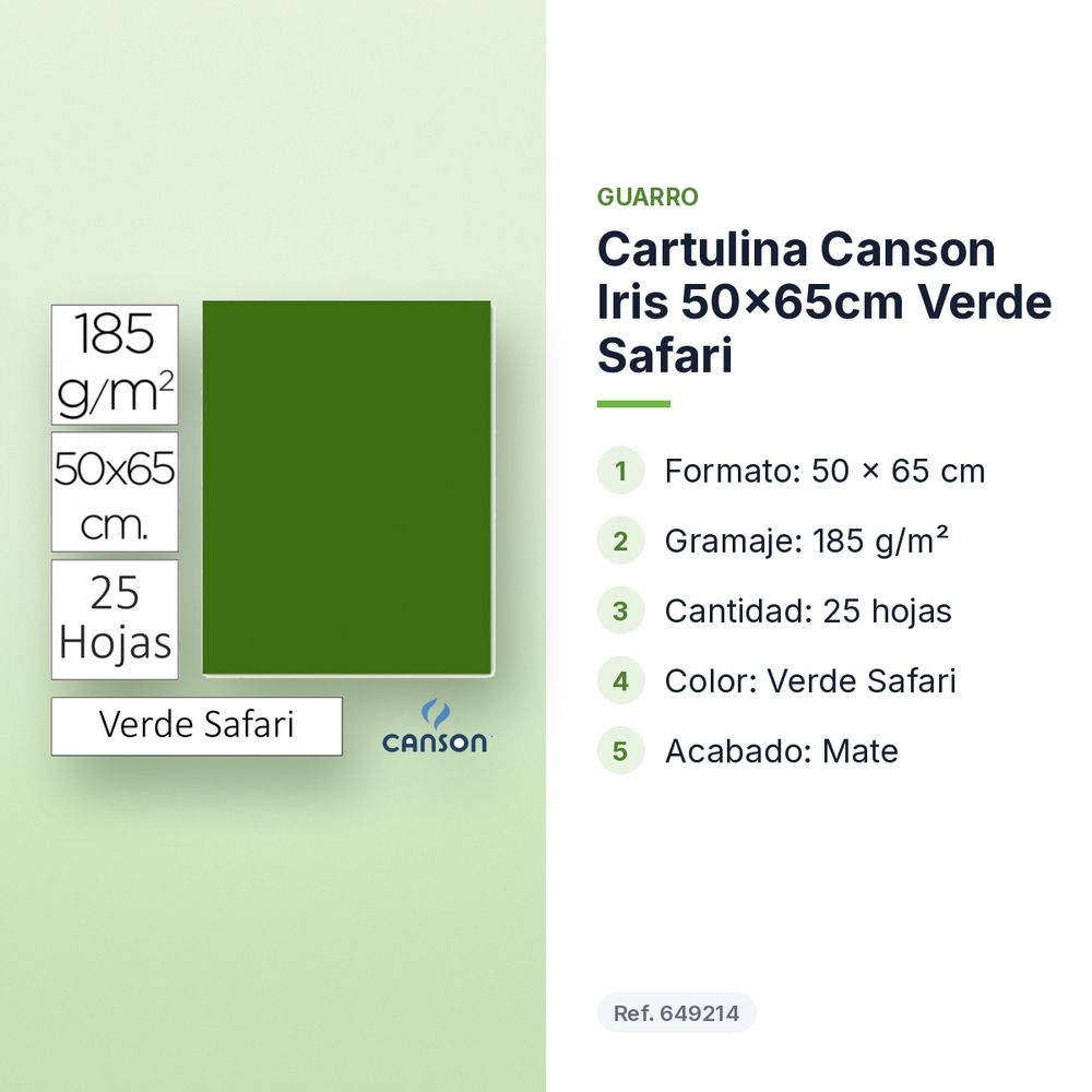 CARTULINA CANSON IRIS 50×65CM VERDE SAFARI - características principales