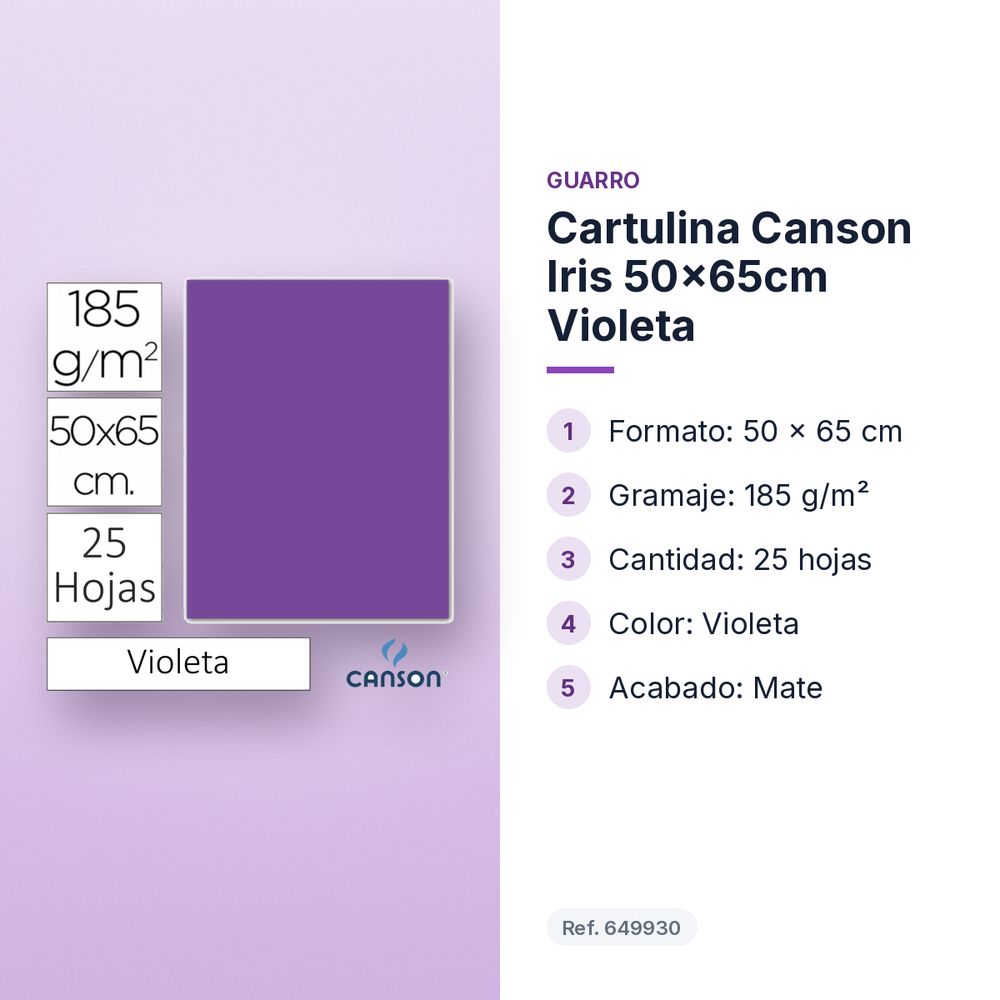 CARTULINA CANSON IRIS 50×65CM VIOLETA - características principales