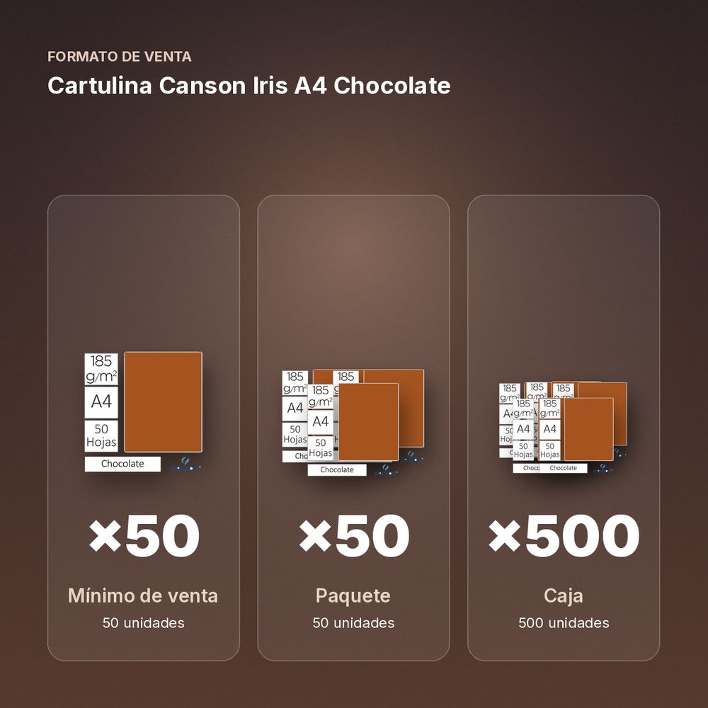 CARTULINA CANSON IRIS A4 CHOCOLATE  - formato de venta: paquete de 50, caja de 500