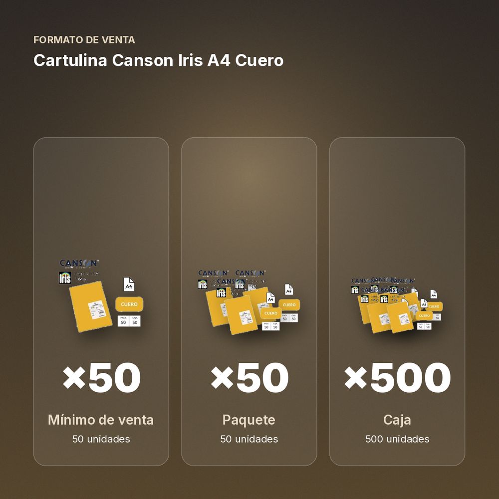 CARTULINA CANSON IRIS A4 CUERO - formato de venta: paquete de 50, caja de 500