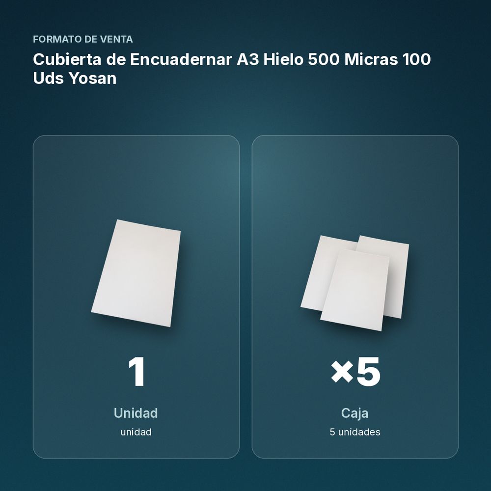 CUBIERTA DE ENCUADERNAR A3 HIELO 500 MICRAS 100 UDS YOSAN - formato de venta: caja de 5