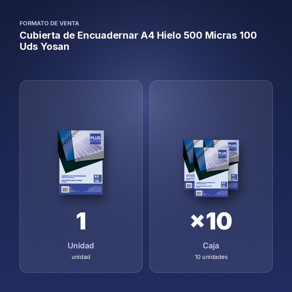 CUBIERTA DE ENCUADERNAR A4 HIELO 500 MICRAS 100 UDS YOSAN - formato de venta: caja de 10