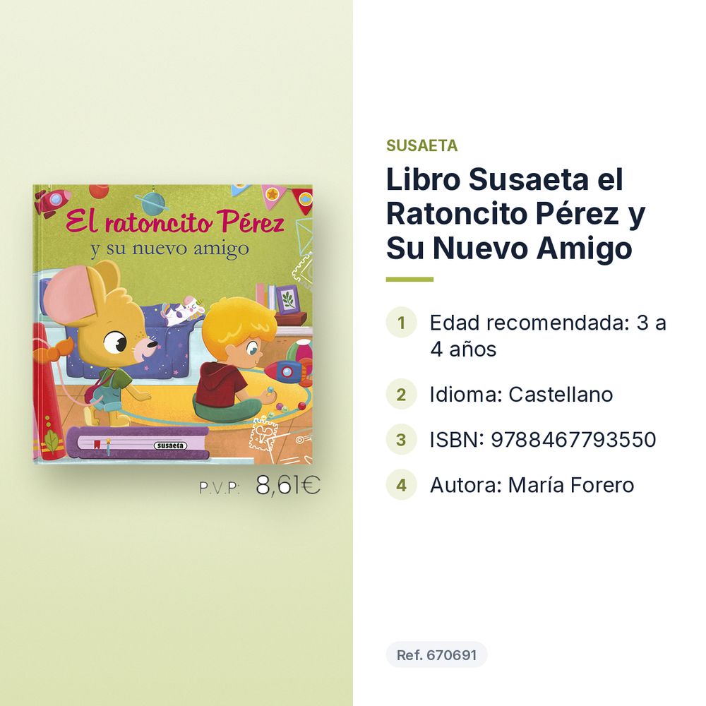 LIBRO SUSAETA EL RATONCITO PÉREZ Y SU NUEVO AMIGO - características principales