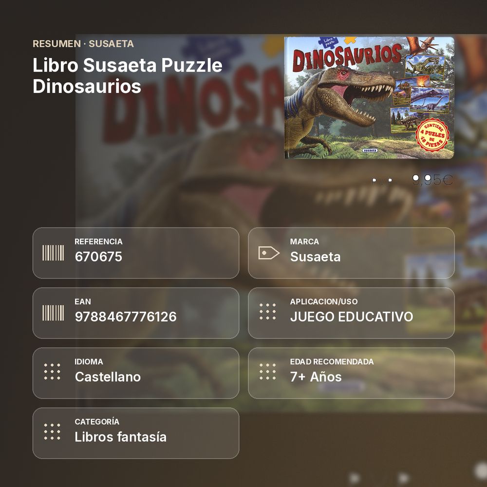 LIBRO SUSAETA PUZZLE DINOSAURIOS  - resumen de atributos