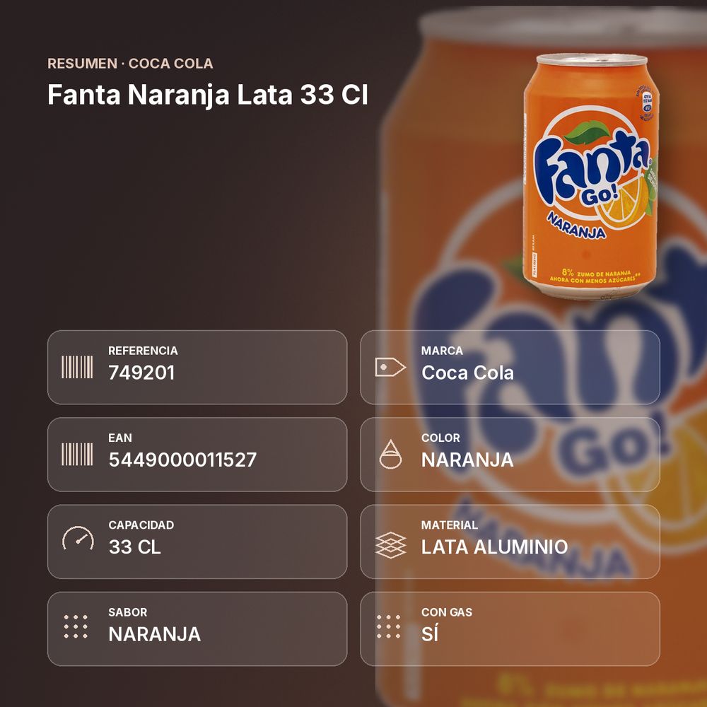 FANTA NARANJA LATA 33 CL - resumen de atributos