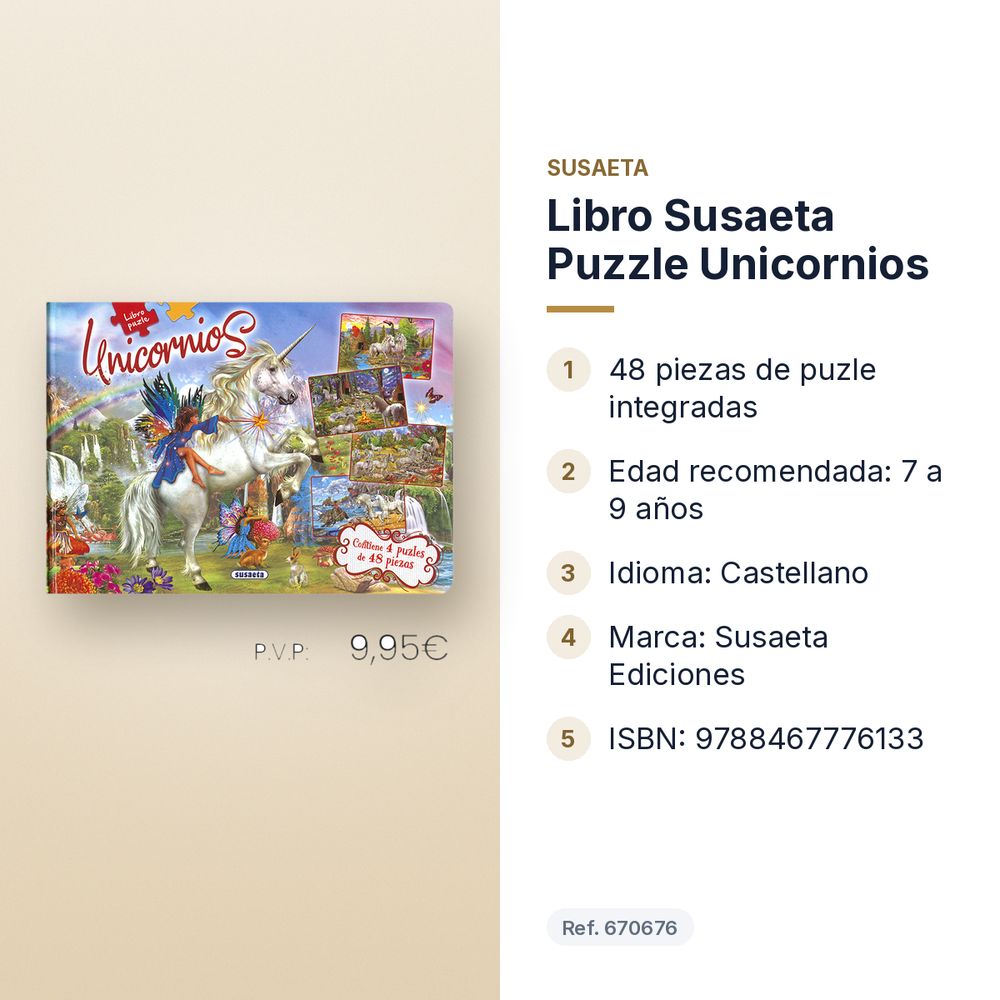 LIBRO SUSAETA PUZZLE UNICORNIOS  - características principales