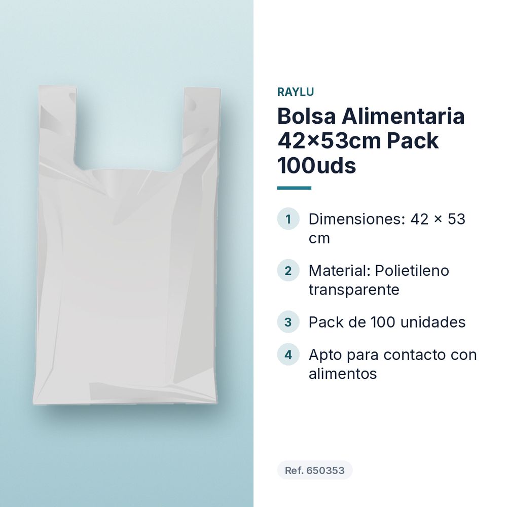 BOLSA ALIMENTARIA 42×53CM PACK 100UDS - características principales
