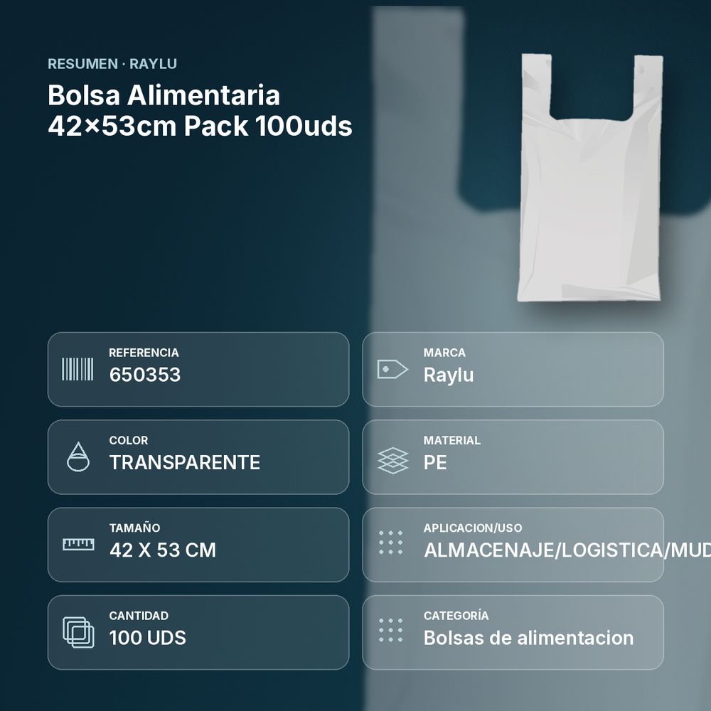 BOLSA ALIMENTARIA 42×53CM PACK 100UDS - resumen de atributos