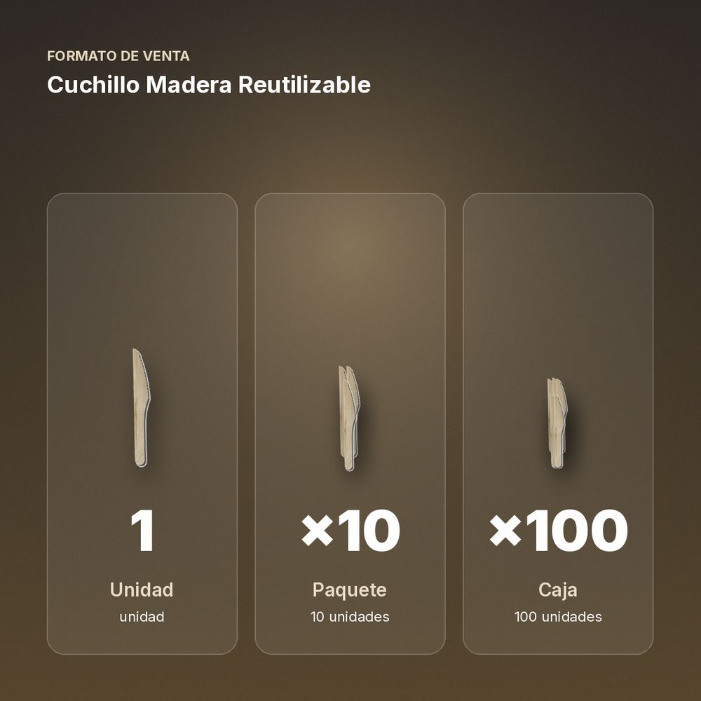 CUCHILLO MADERA REUTILIZABLE - formato de venta: paquete de 10, caja de 100
