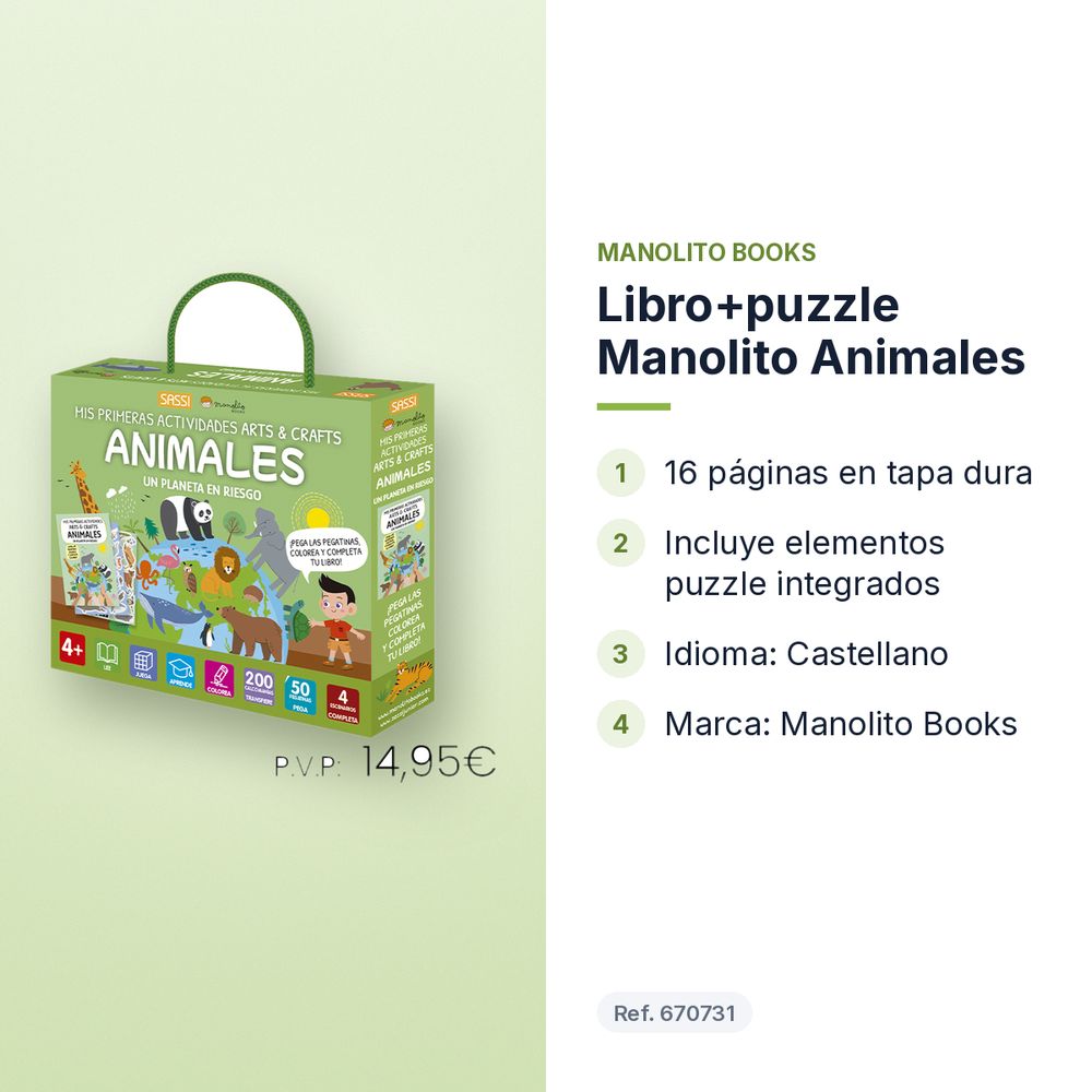 LIBRO+PUZZLE MANOLITO ANIMALES  - características principales