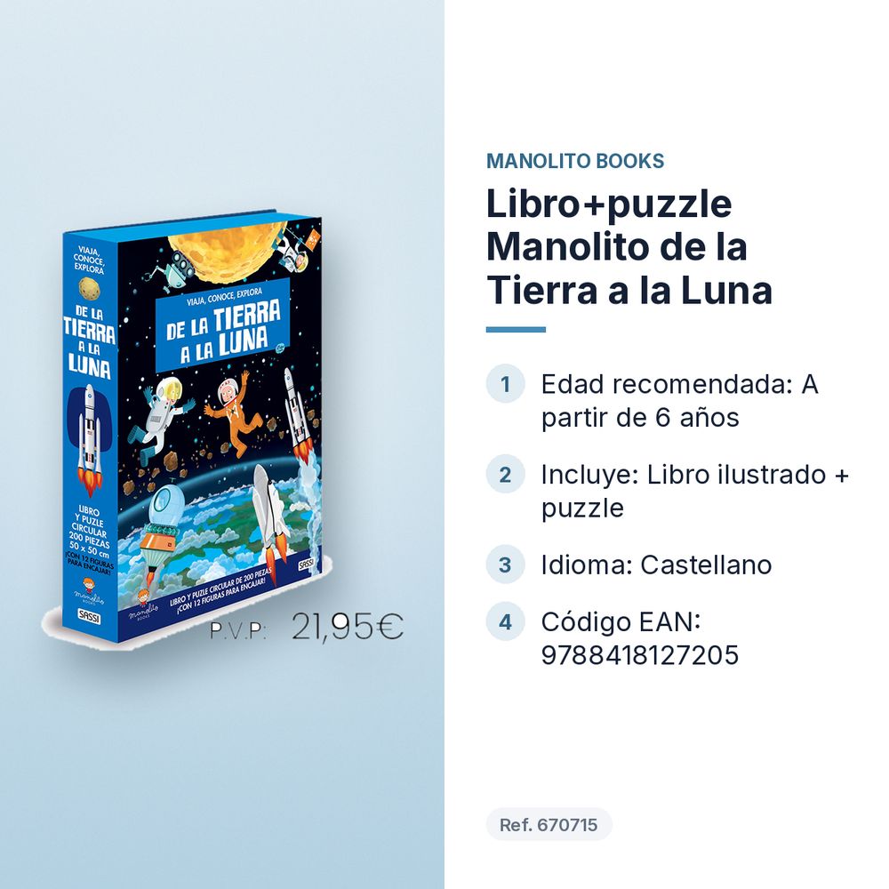 LIBRO+PUZZLE MANOLITO DE LA TIERRA A LA LUNA - características principales