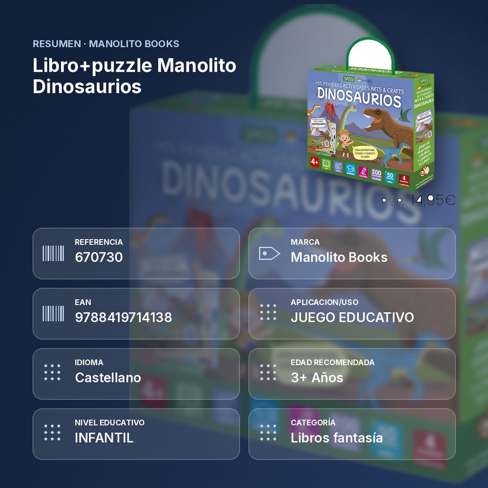 LIBRO+PUZZLE MANOLITO DINOSAURIOS  - resumen de atributos