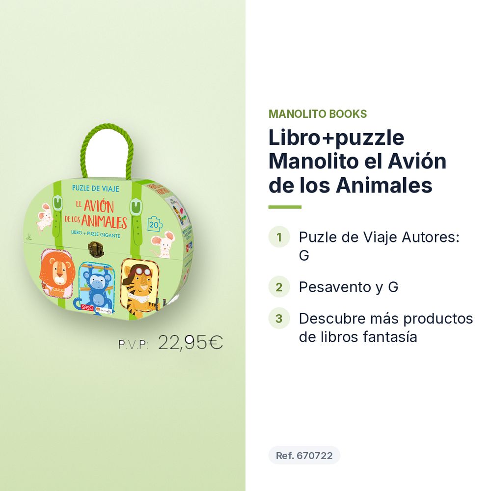 LIBRO+PUZZLE MANOLITO EL AVIÓN DE LOS ANIMALES - características principales