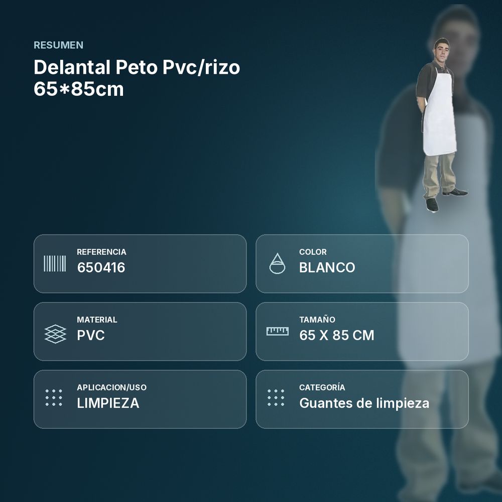 DELANTAL PETO PVC/RIZO 65*85CM  - resumen de atributos