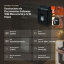 DESTRUCTORA DE DOCUMENTOS FELLOWES 10M MICROCORTE P-5 10 HOJAS - resumen de atributos