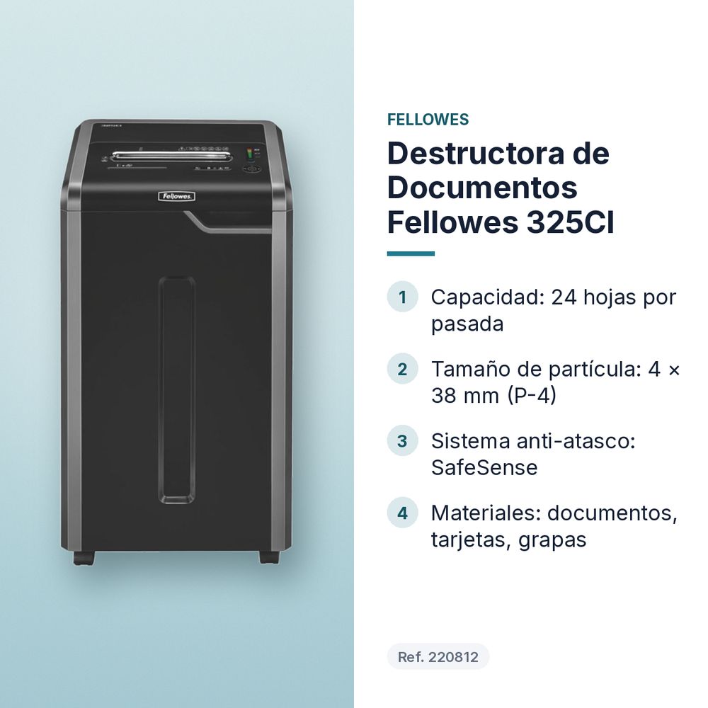 DESTRUCTORA DE DOCUMENTOS FELLOWES 325CI  - características principales