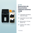 DESTRUCTORA DE DOCUMENTOS FELLOWES AUTOMAX 100M  - características principales