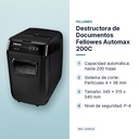 DESTRUCTORA DE DOCUMENTOS FELLOWES AUTOMAX 200C  - características principales