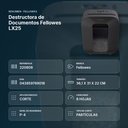 DESTRUCTORA DE DOCUMENTOS FELLOWES LX25  - resumen de atributos