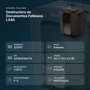DESTRUCTORA DE DOCUMENTOS FELLOWES LX45 - resumen de atributos