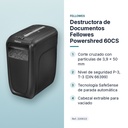 DESTRUCTORA DE DOCUMENTOS FELLOWES POWERSHRED 60CS - características principales