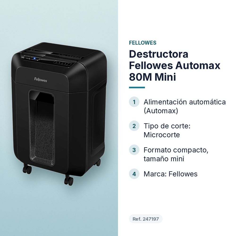 DESTRUCTORA FELLOWES AUTOMAX 80M MINI - características principales