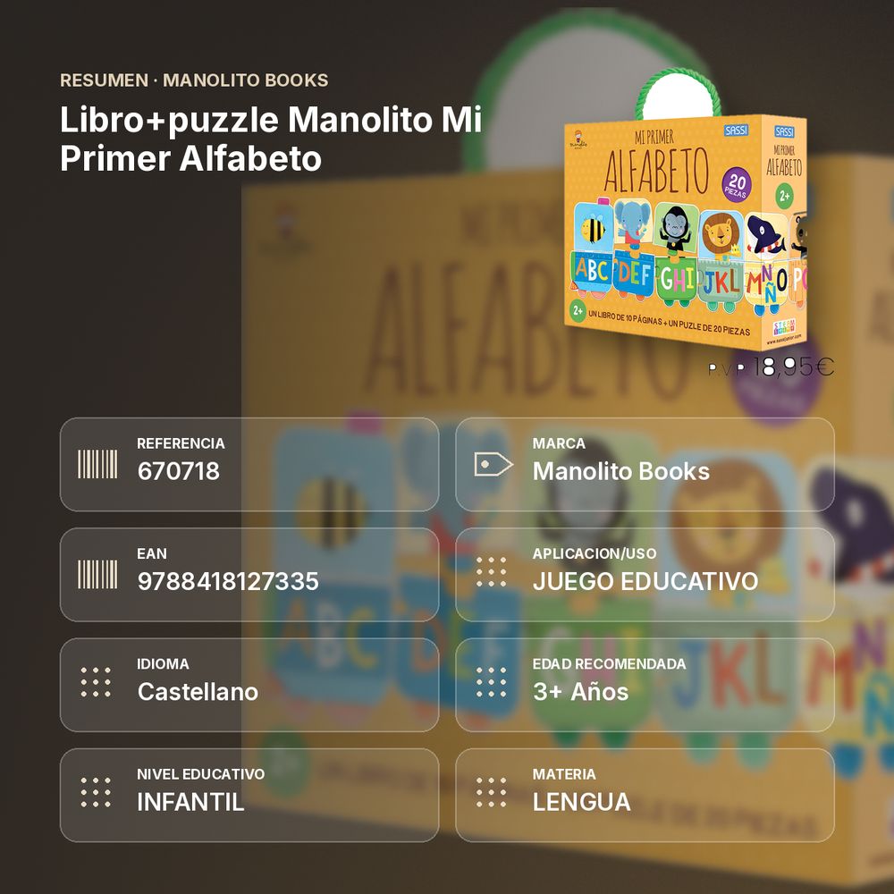 LIBRO+PUZZLE MANOLITO MI PRIMER ALFABETO  - resumen de atributos