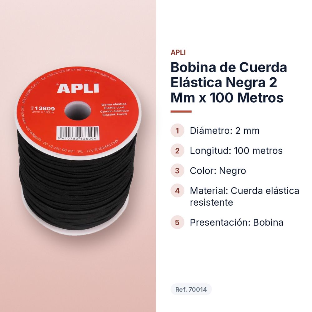BOBINA DE CUERDA ELÁSTICA NEGRA 2 MM X 100 METROS - características principales