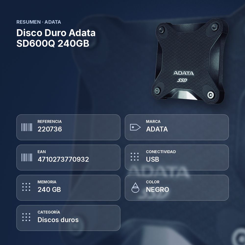 DISCO DURO ADATA SD600Q 240GB - resumen de atributos