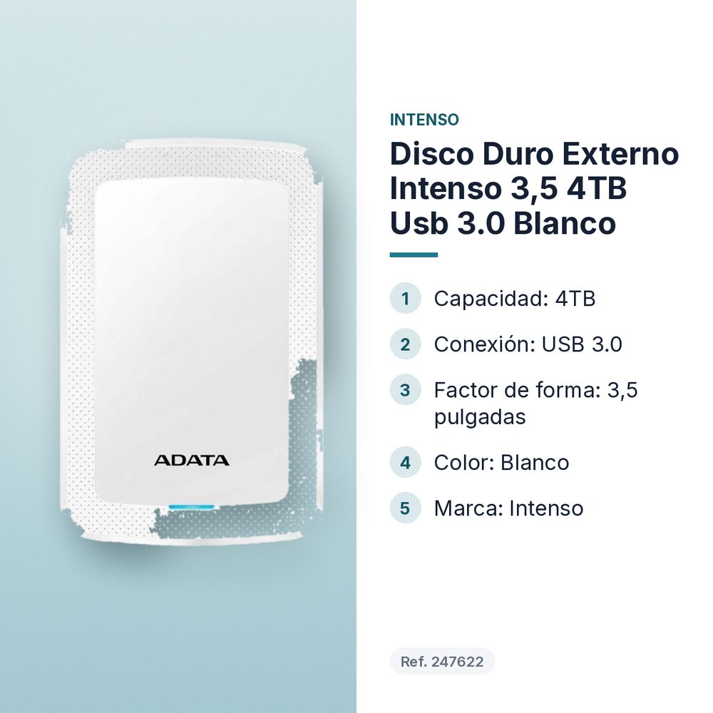 DISCO DURO EXTERNO INTENSO 3,5 4TB USB 3.0 BLANCO - características principales
