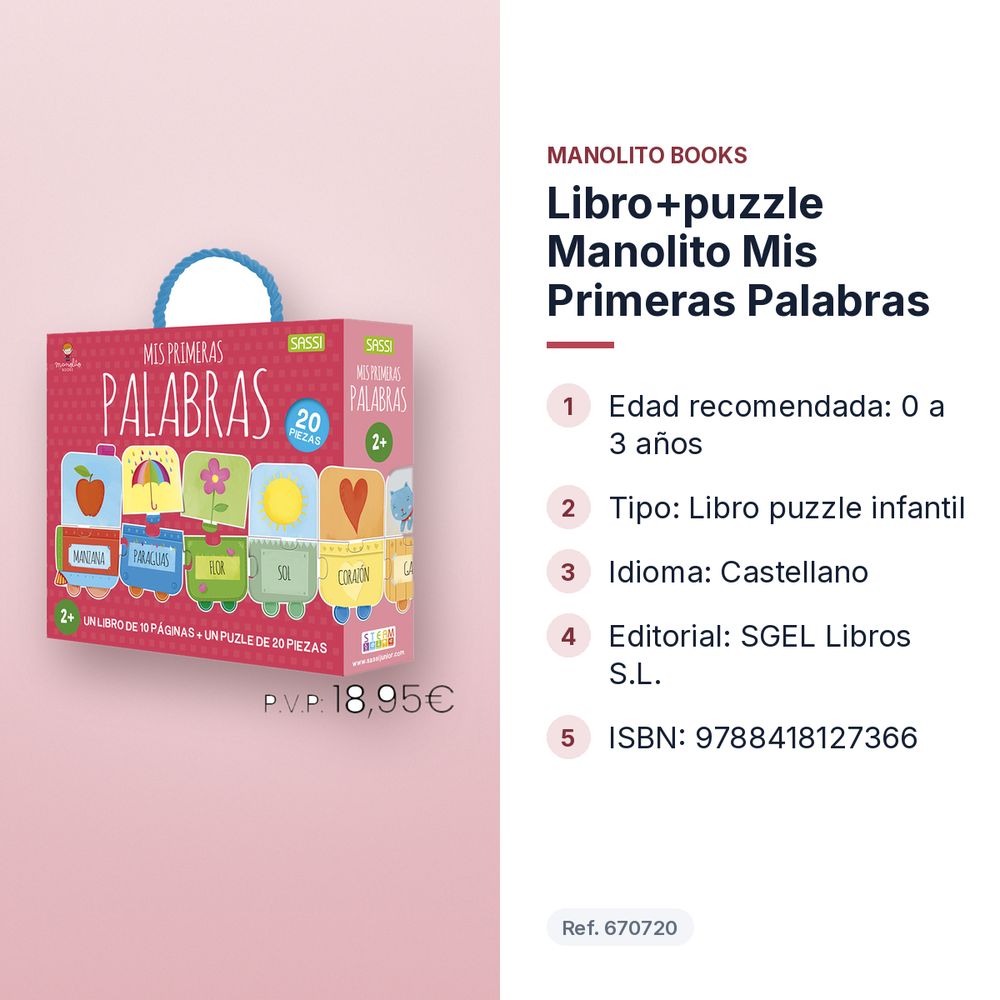 LIBRO+PUZZLE MANOLITO MIS PRIMERAS PALABRAS - características principales