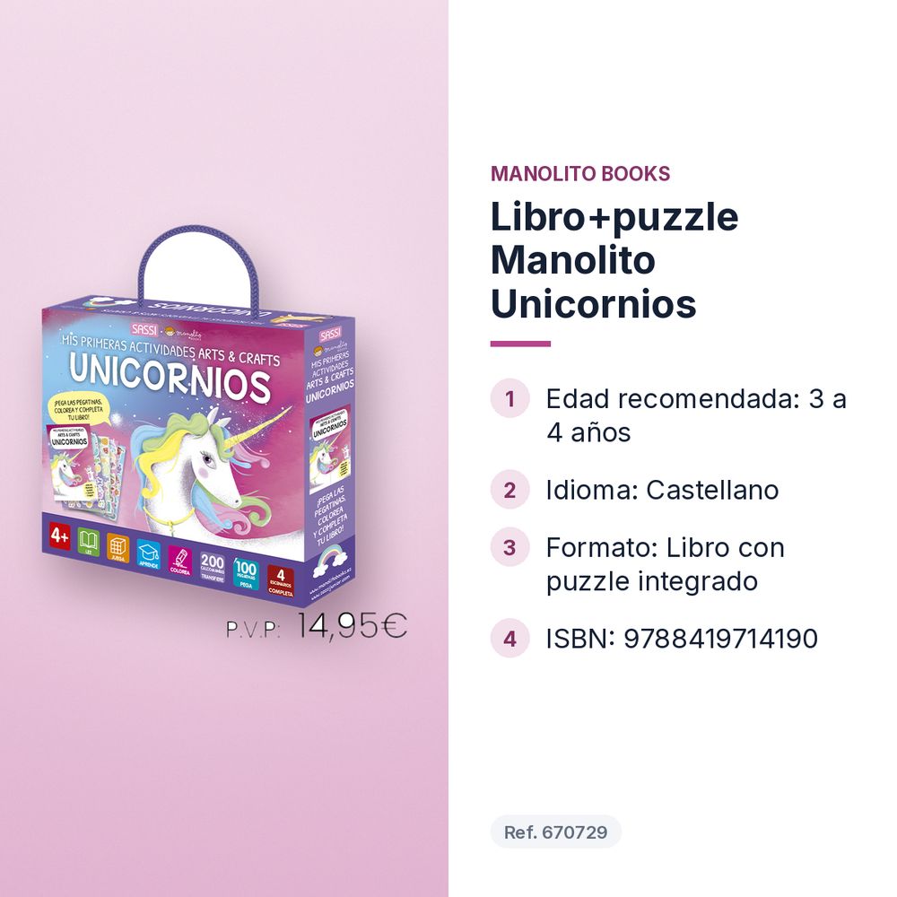 LIBRO+PUZZLE MANOLITO UNICORNIOS - características principales