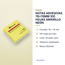 NOTAS ADHESIVAS 76x76MM 100 HOJAS AMARILLO NEÓN - características principales
