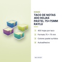 TACO DE NOTAS 400 HOJAS PASTEL 75x75MM RAYLU - características principales