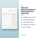 TALONARIO ALBARANES NATURAL 145MMX207MM TRIPLICADO  - características principales