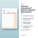 TALONARIO CAMAREROS 8º NATURAL TRIPLICADO AUTOCOPIANTE - características principales