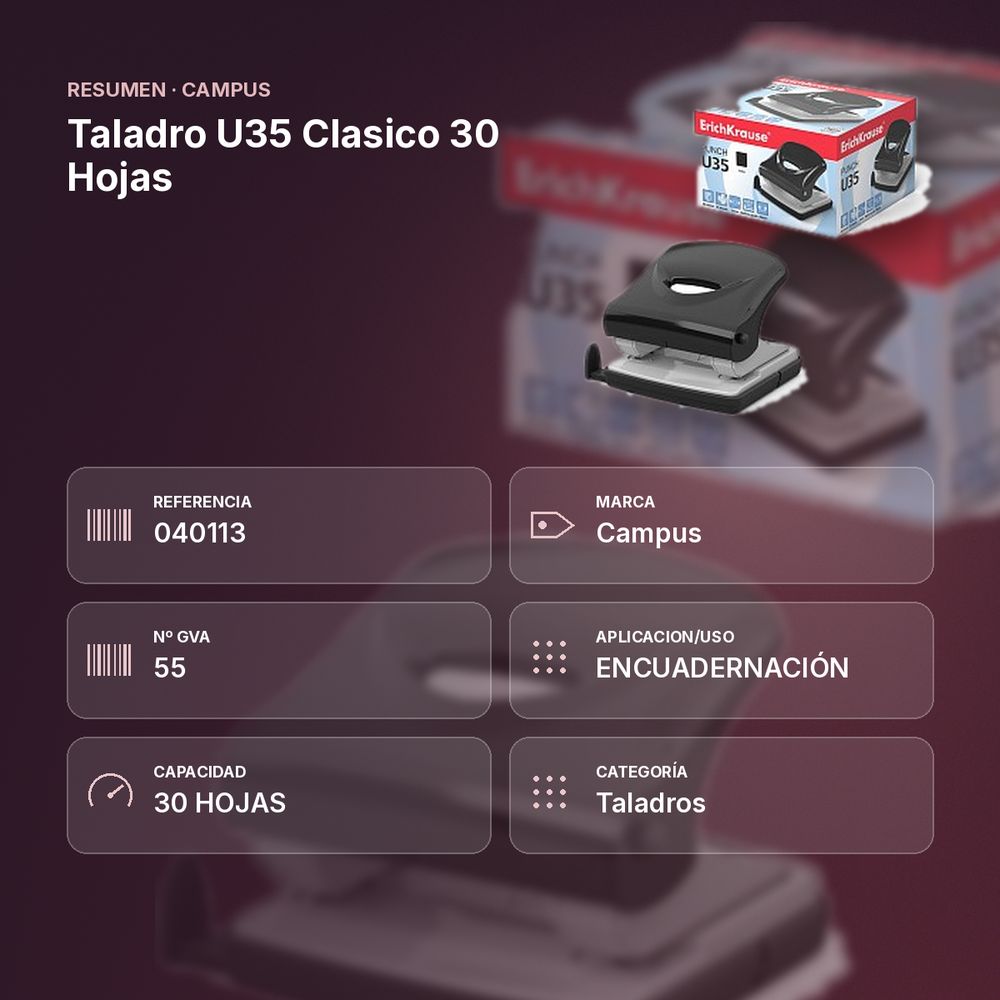 TALADRO U35 CLASICO 30 HOJAS - resumen de atributos