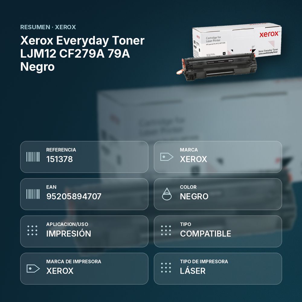 XEROX EVERYDAY TONER LJM12 CF279A 79A NEGRO - resumen de atributos