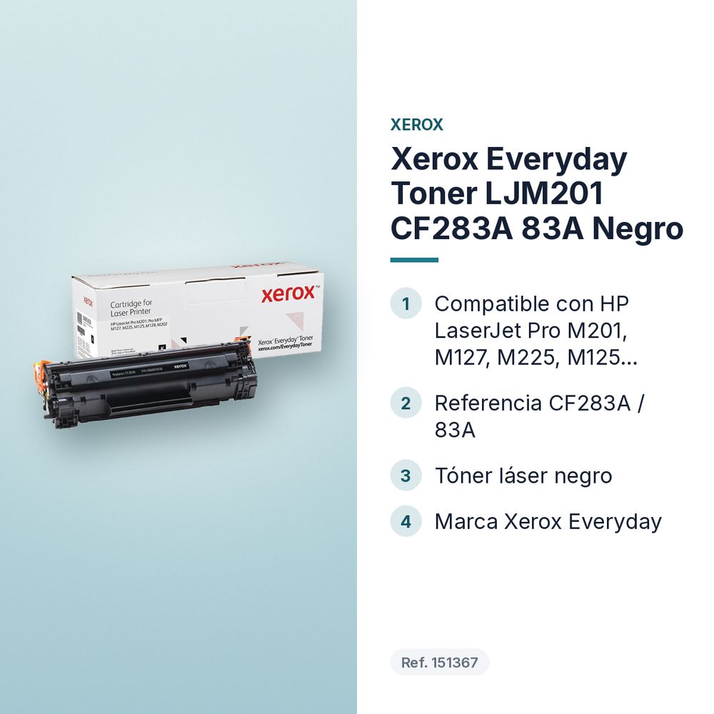 XEROX EVERYDAY TONER LJM201 CF283A 83A NEGRO - características principales