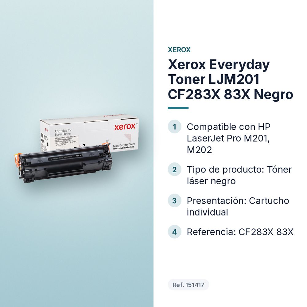 XEROX EVERYDAY TONER LJM201 CF283X 83X NEGRO - características principales