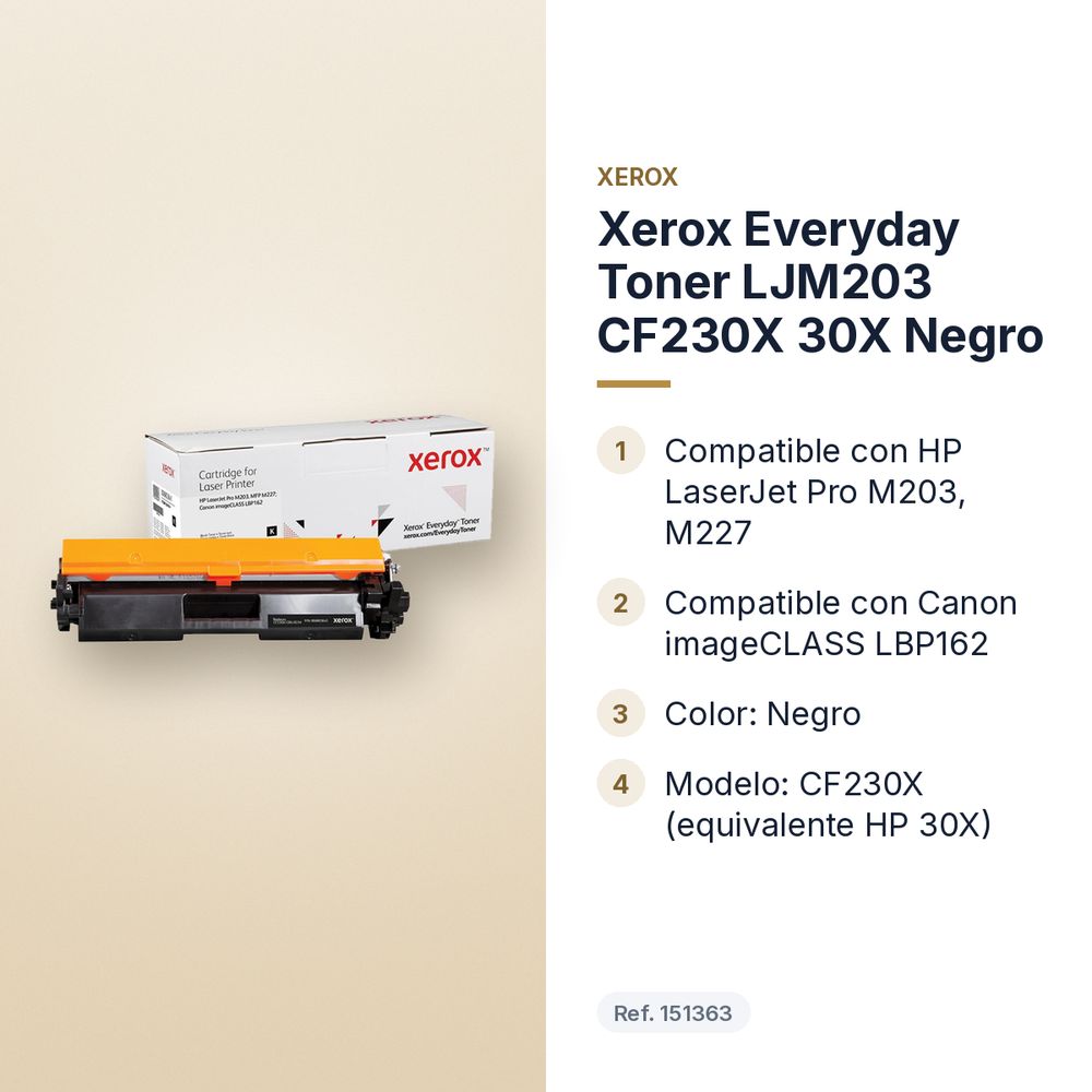 XEROX EVERYDAY TONER LJM203 CF230X 30X NEGRO - características principales