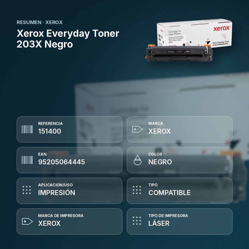 XEROX EVERYDAY TONER 203X NEGRO - resumen de atributos