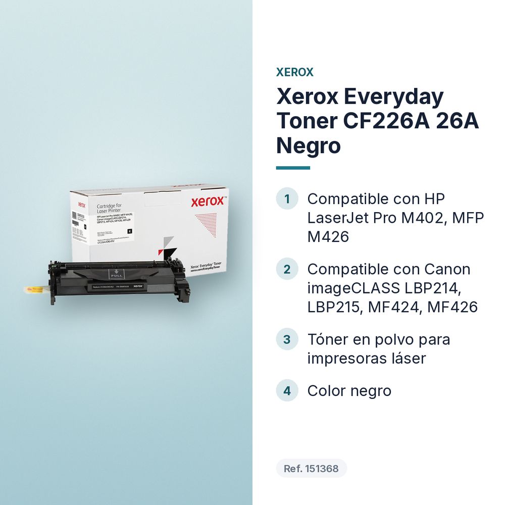 XEROX EVERYDAY TONER CF226A 26A NEGRO - características principales