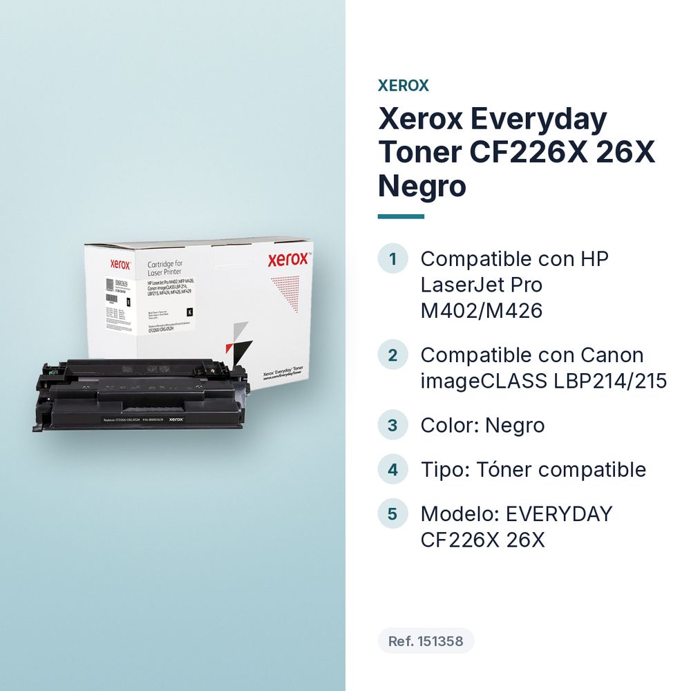 XEROX EVERYDAY TONER CF226X 26X NEGRO - características principales