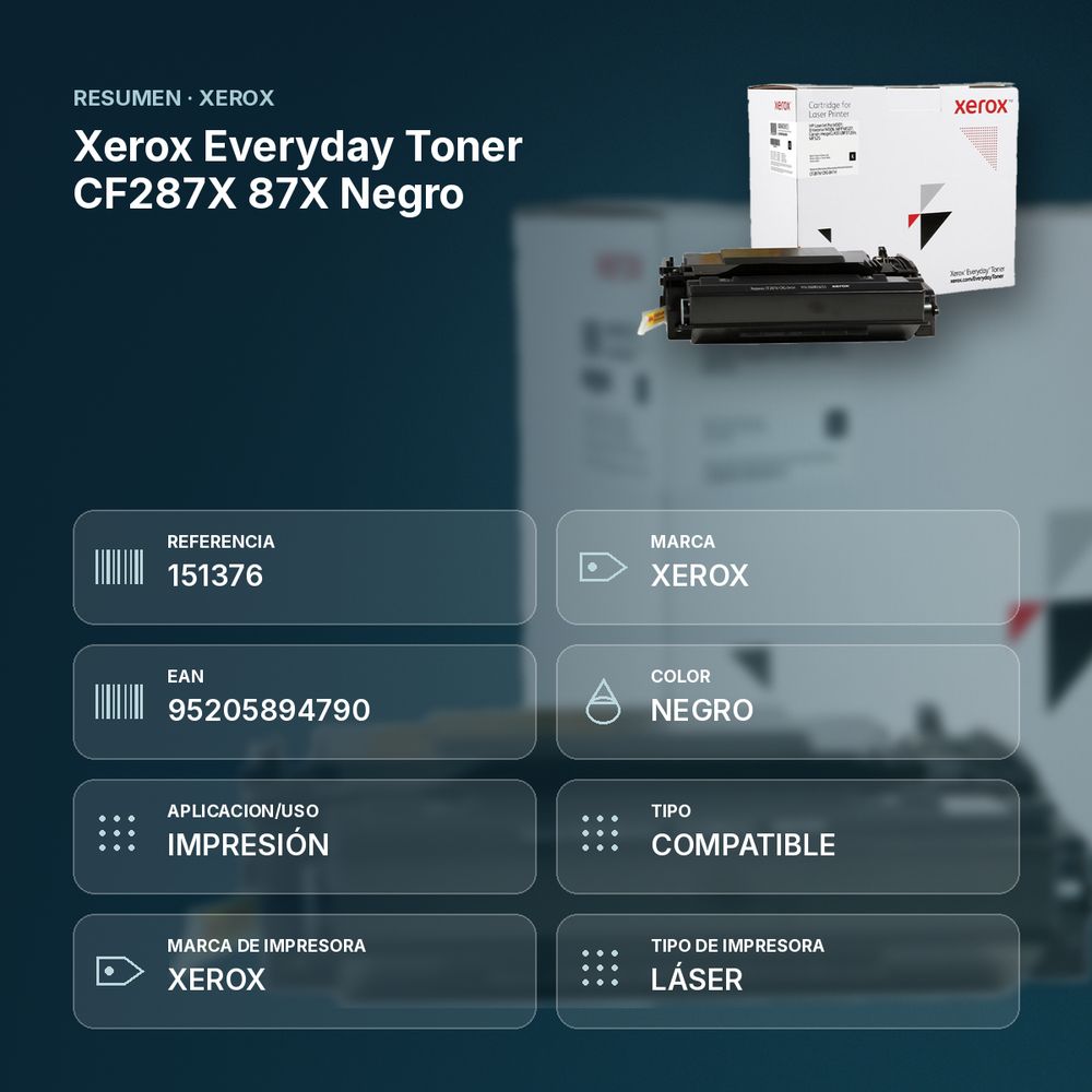 XEROX EVERYDAY TONER CF287X 87X NEGRO - resumen de atributos