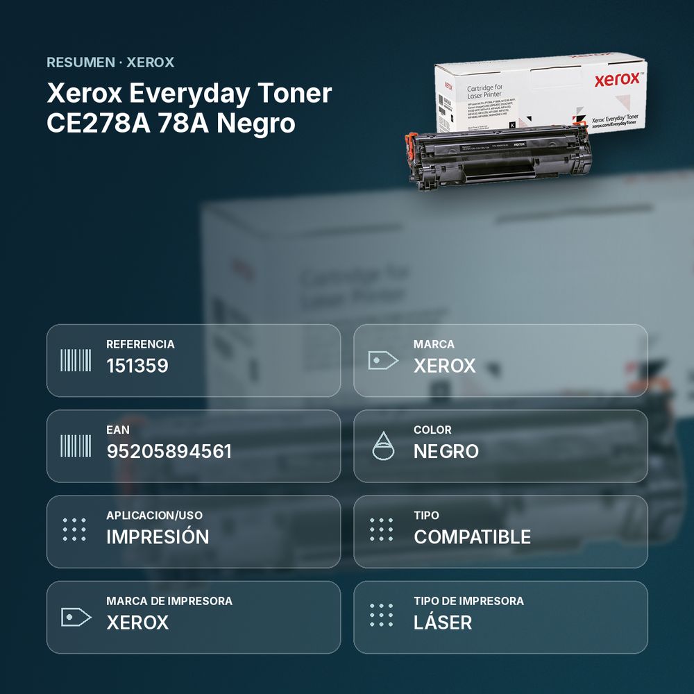 XEROX EVERYDAY TONER CE278A 78A NEGRO - resumen de atributos