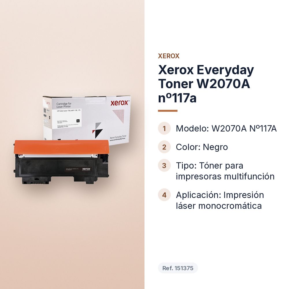 XEROX EVERYDAY TONER W2070A Nº117A - características principales