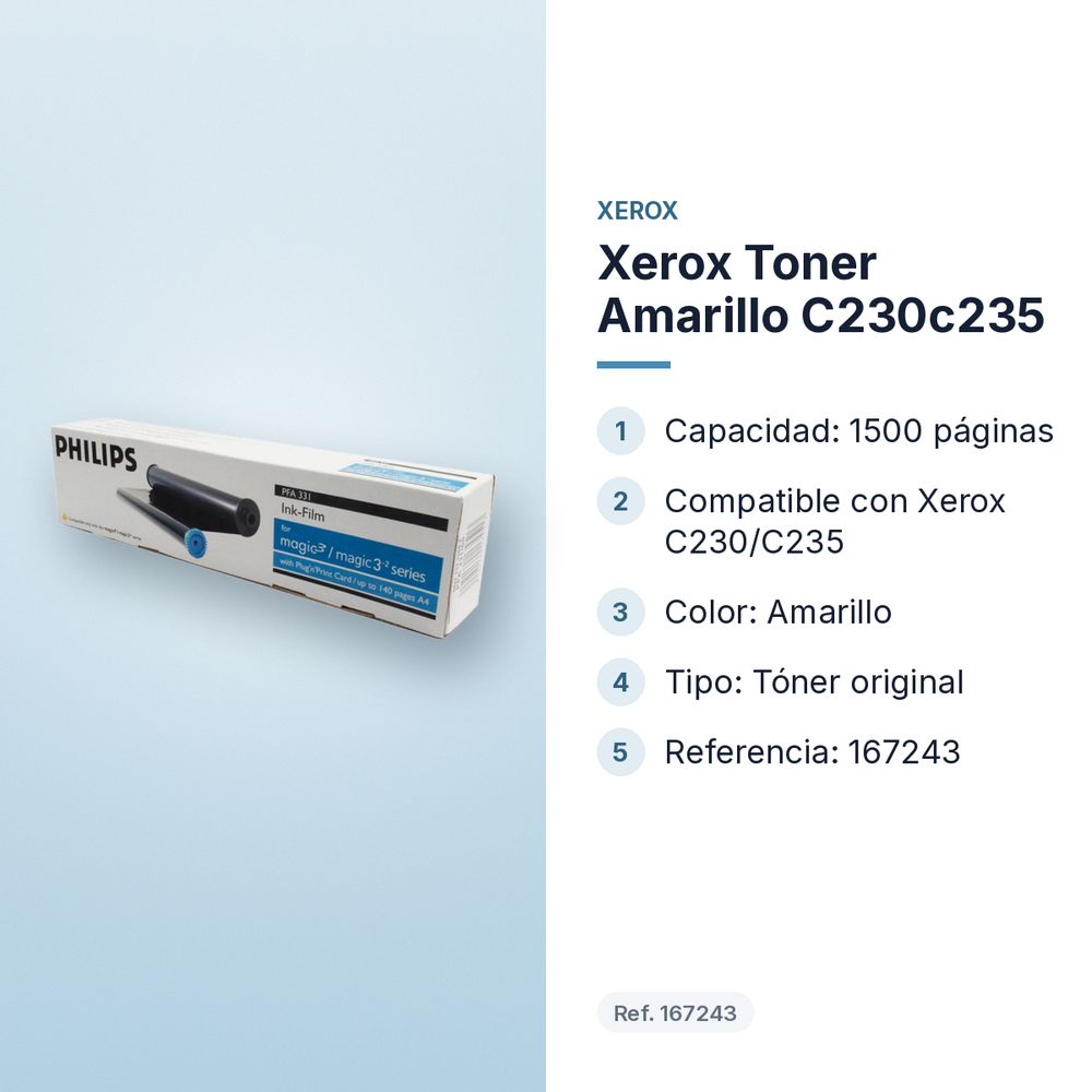 XEROX TONER AMARILLO  C230C235 - características principales
